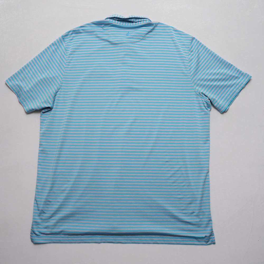 Johnnie-O Polo Shirt Mens XL Blue Gray Stripe Lanai Golf Manele Short Sleeve - Picture 10 of 12